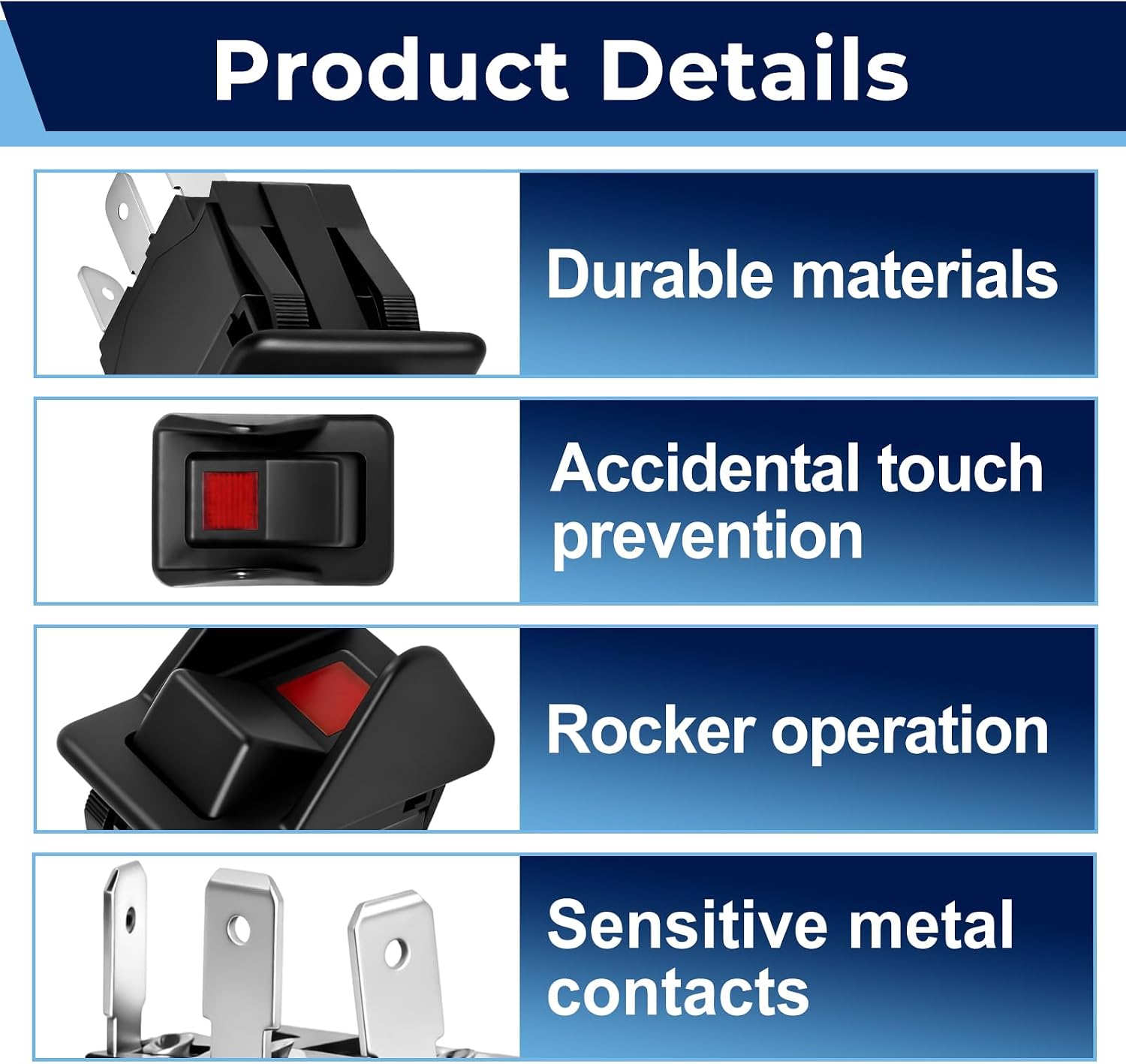 30T35687 3 Terminal Rocker Switch Compatible with Muncie Dump Truck, Remote Start Rocker Switch for Muncie, Replacement for 30T35687