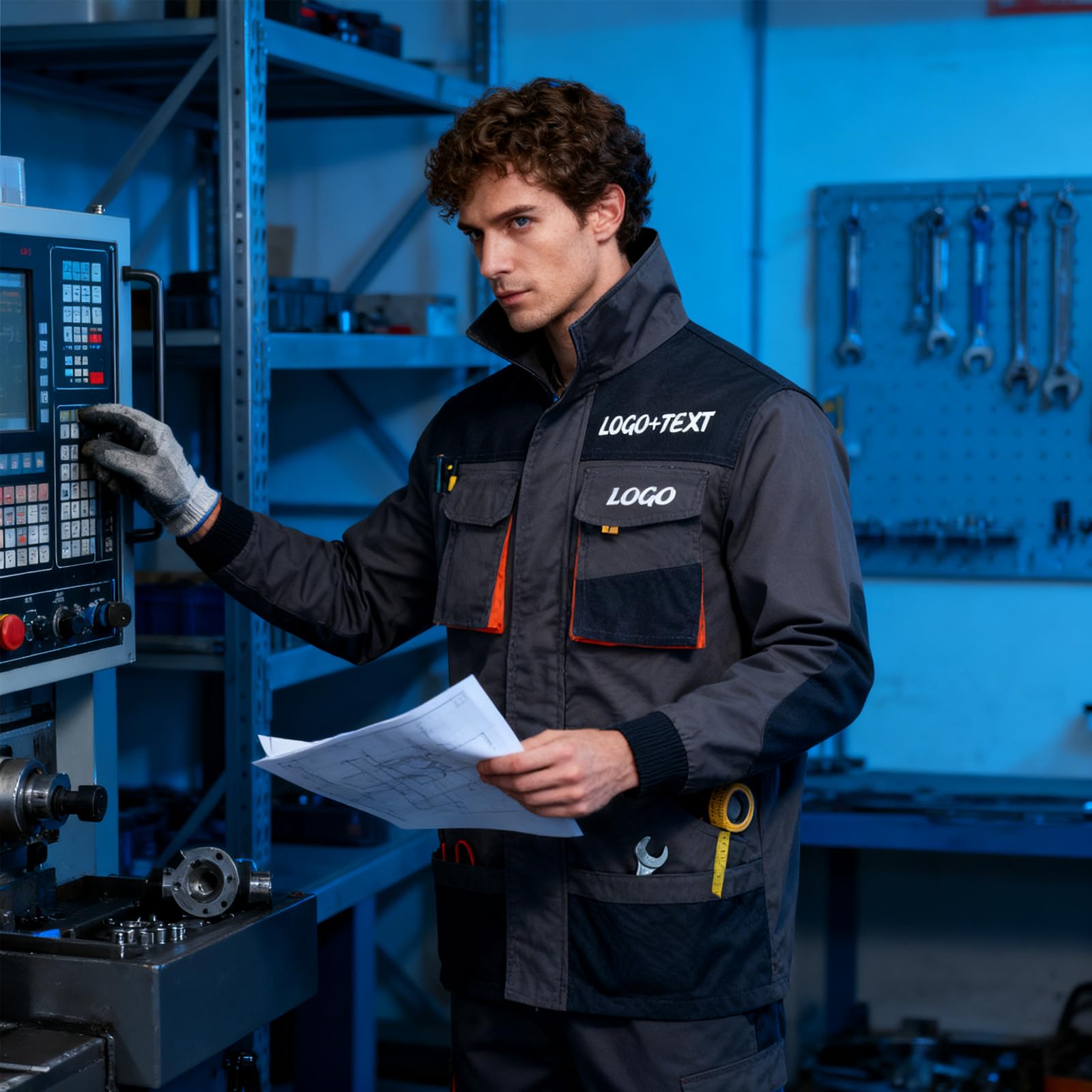 Niestandardowe męskie kurtki robocze, spersonalizowany płaszcz roboczy z wieloma kieszeniami, wiatroszczelna odzież robocza dla budowniczych, stolarzy, elektryków, hydraulików