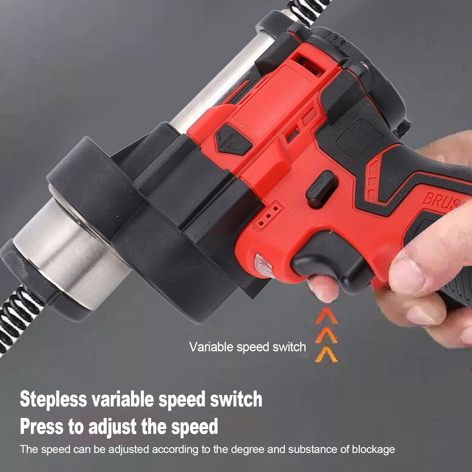 WALFRONT Electric Drain Cleaner, Handheld Brushless Electric Pipe Clog Remover with 4.5m Steel Cable Automatic Clutch for Bathroom Kitchen Sink Sewer Pipes (US Plug)