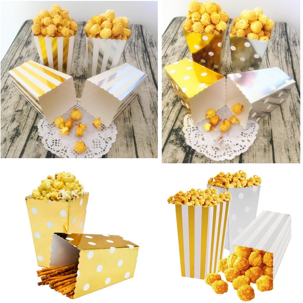 JZK Popcorn Tüten – 48 Stück, Mehrfarbig Gestreift, 11,5 X 7 Cm, Für Party-Snacks & Mitgebsel