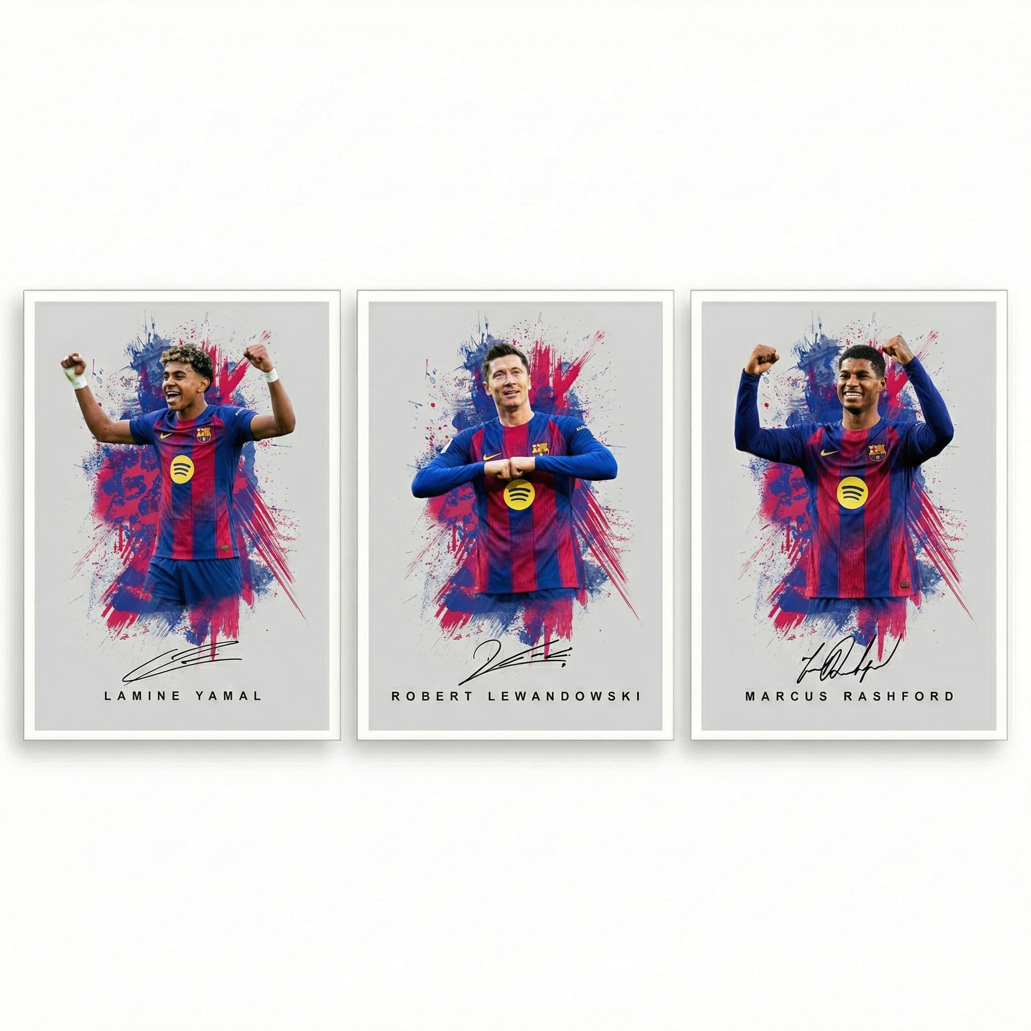Lamine Yamal Barcelona Signed Photo Poster A4/A3 Print Picture Display Framed Autograph Memorabilia for Football Fans Gift Spain ((A4 Unframed) Yamal Lewandowski Rashford)