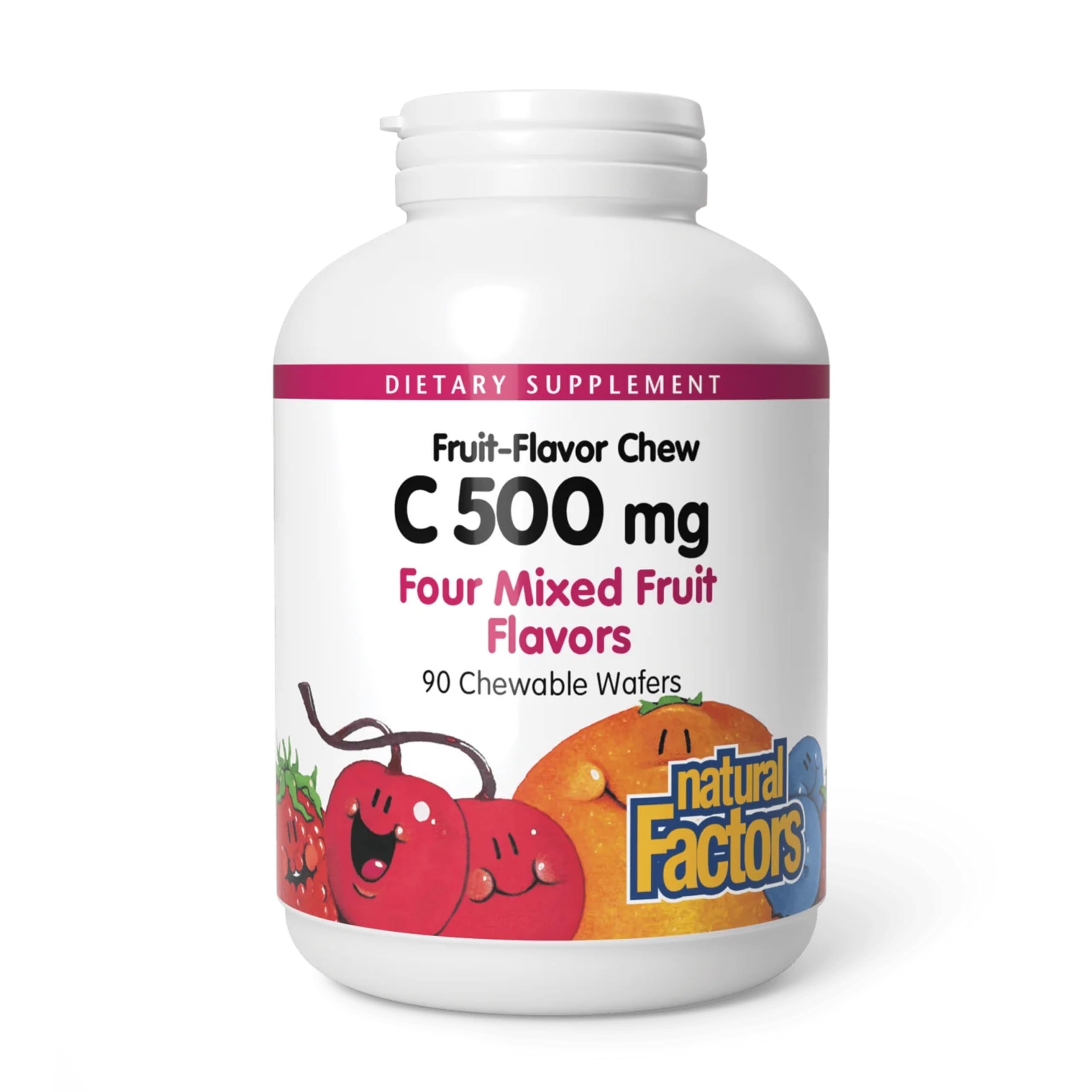 Kids Chewable Vitamin C 500 mg, Supports Immune Health, Bones, Teeth and Gums, Mixed Fruit, 90 Wafers