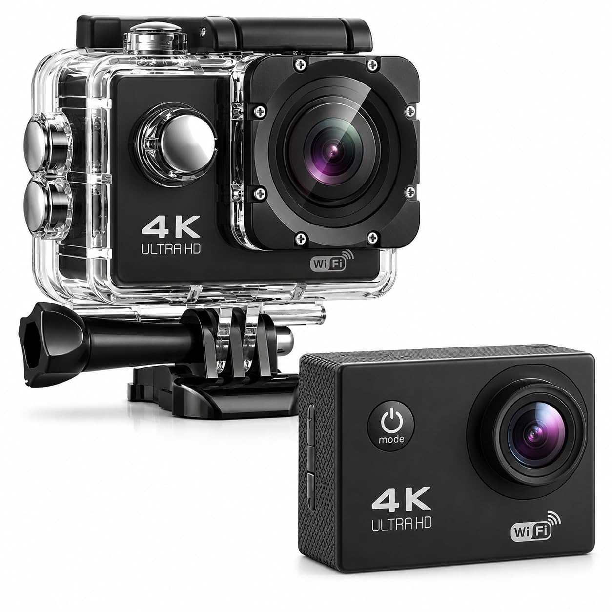 Câmera De Ação Esportiva Full HD Wi-Fi 12MP À Prova D'Água Até 30M Lente 170° Tela LCD