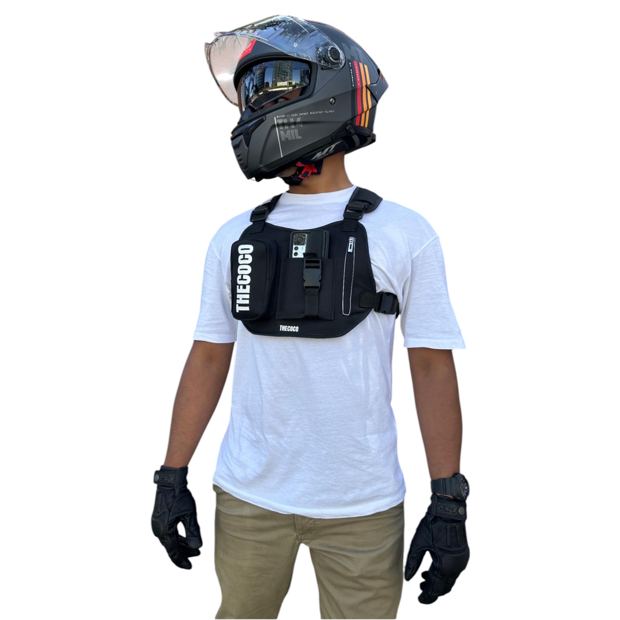 Genérico Pechera para Grabar con Soporte para Movil con Gran Comodidad, Ajustable y Adaptable a Cualquier Deporte. bicibleta, Moto, Motocross.