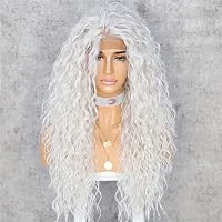 Sapphirewigs Platinaszőke Göndör Csipke Elülső Paróka Nőknek 66cm - gray 2