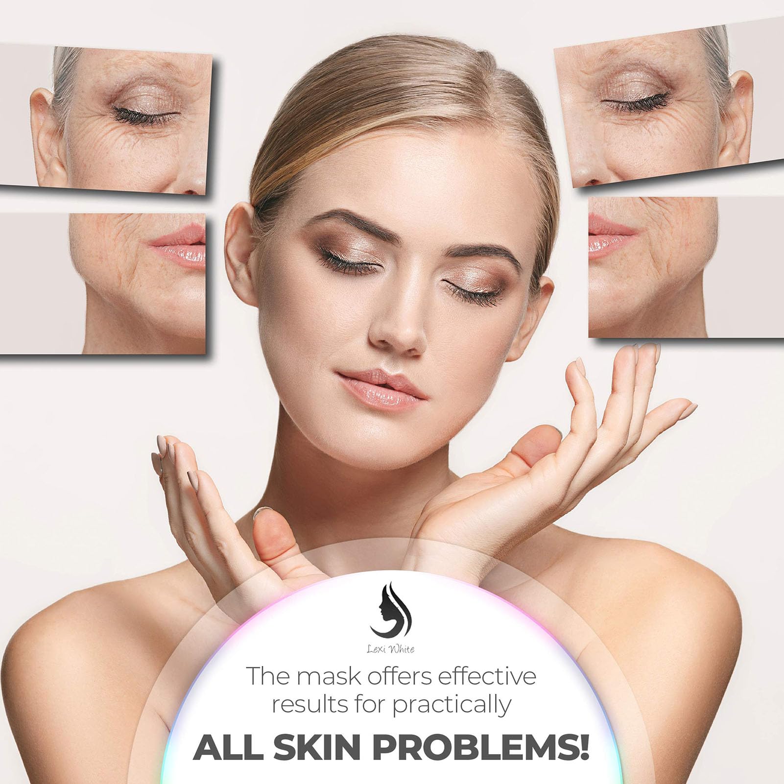 Mascara Facial Luz Led Facial Profesional, 7 Colores Terapia de luz Dispositivo de Belleza de fotones faciales para rejuvenecimiento Facial, Reducción de Arrugas