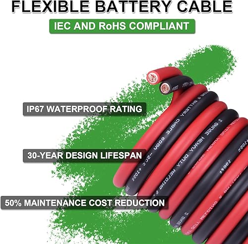 Miniatura 3 de Cable de batería 20 AWG de 10 pies, rojo y negro, cable de soldadura OFC de cobre puro calibre 20 (actualizado con aislamiento más grueso), mayor