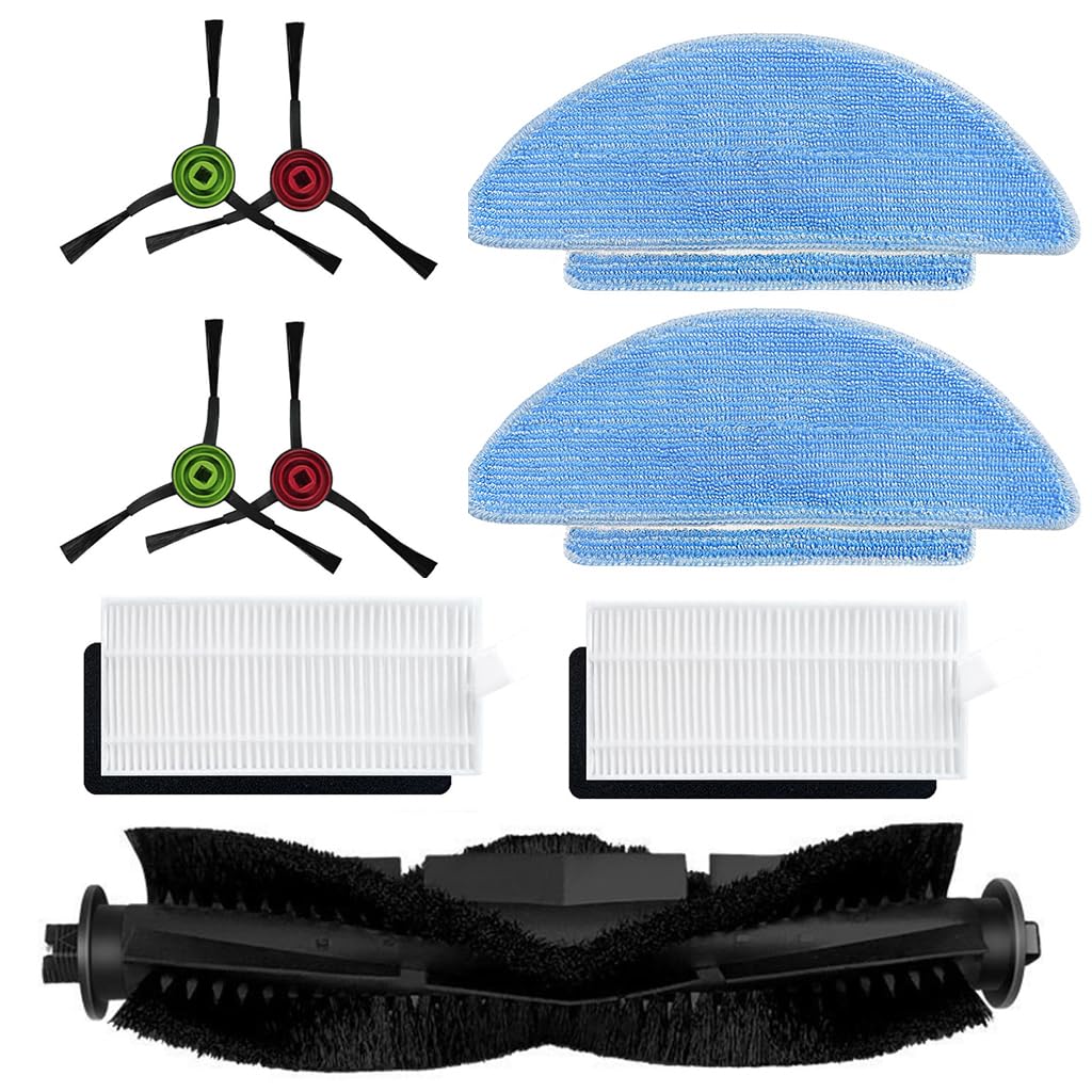hasthip® replacement vacuum cleaner accessories for agaro alpha robot vacuum cleaner, with 1 main brush, 4 side brushes, 2 mop cloth, 2 filters.