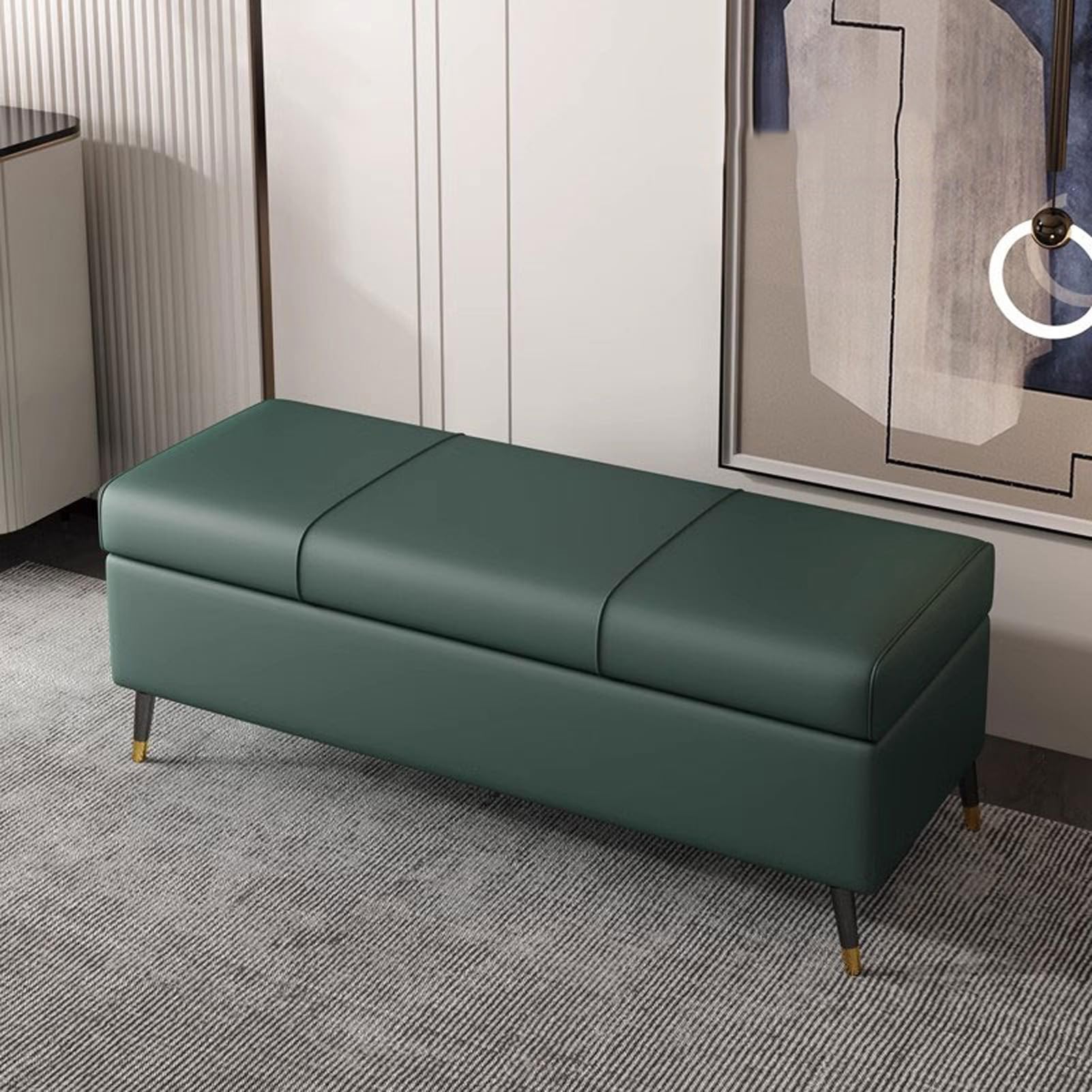 Banc de rangement à chaussures en cuir pour entrée et salon