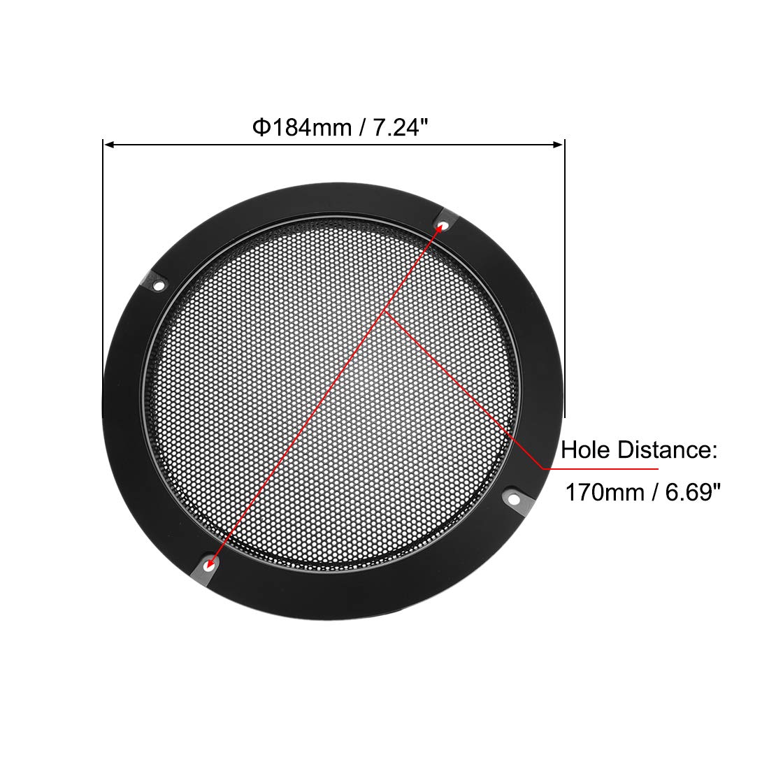 uxcell Speaker Grill Cover 6.5 Inch 184mm Mesh Decorative Circle Subwoofer Guard Protector Black 2pcs