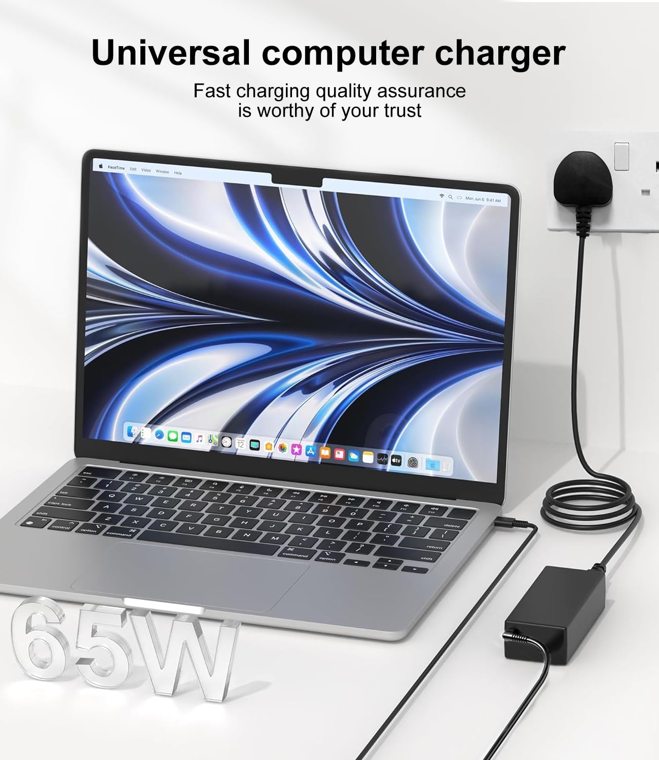 Cluvox USB C 65W 45W AC Replacement laptop Charger,Compatible with Lenovo ThinkPad T14 T15 T480 T480S T490 T490S T580 T590 E490 Chromebook 100e 300e S330 Yoga 720 910 920,Laptop Power Supply Adapter — view 2