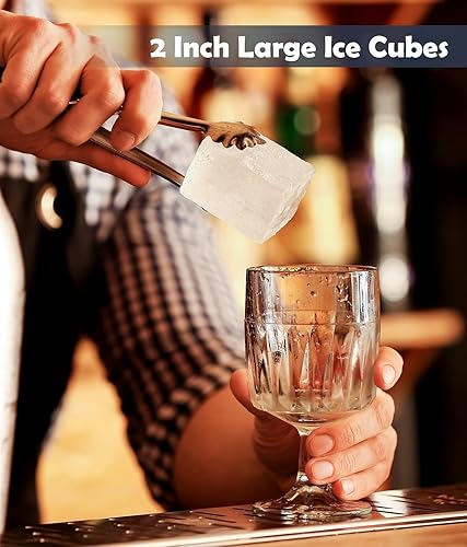 Miniatura 10 de Bandeja para cubitos de hielo con tapa, moldes de hielo de silicona con redondo, cuadrado, diamante, rosa, molde grande para cubitos de hielo para