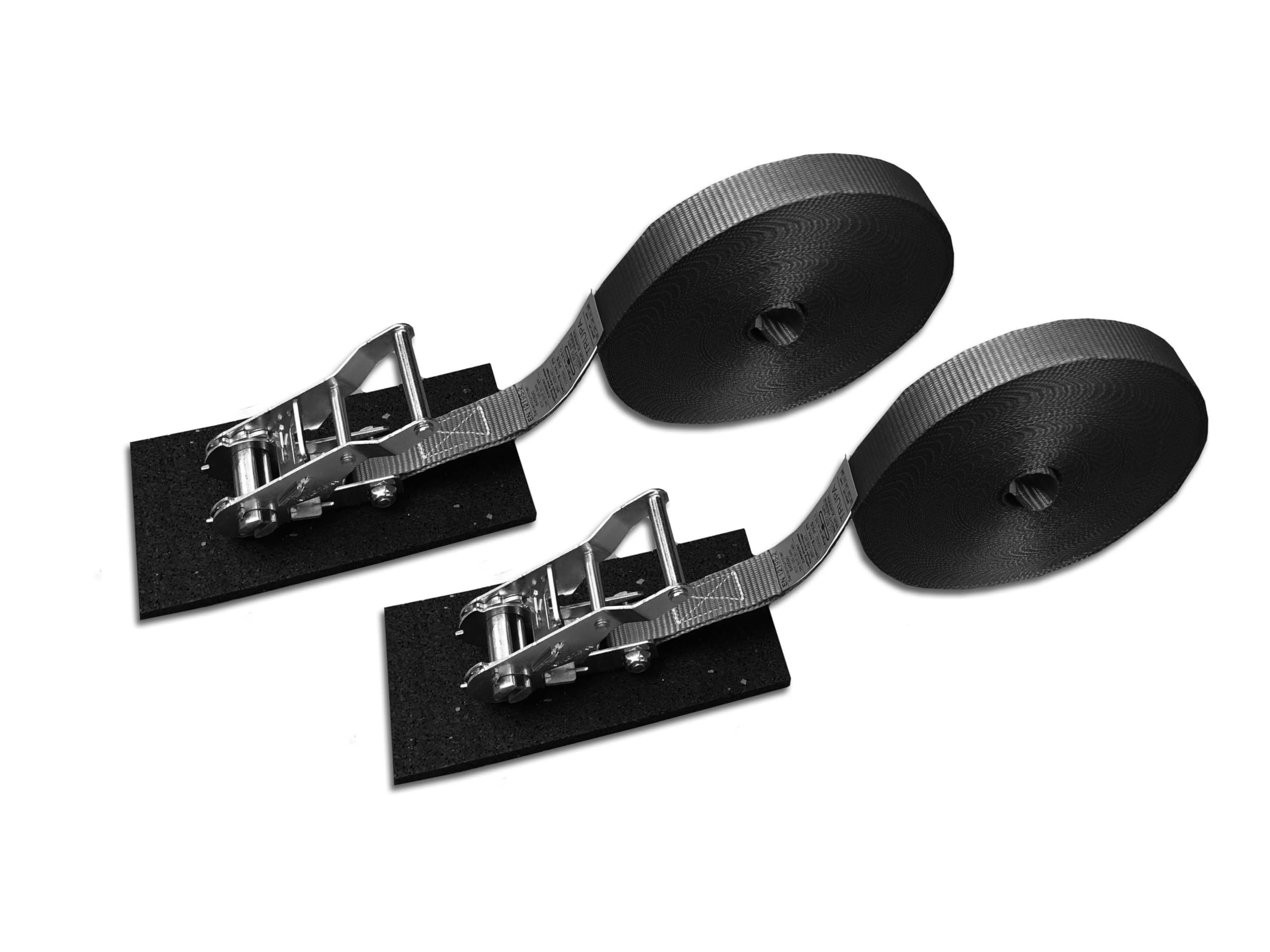 2 x Spanngurt Druckratsche 25m, Bandbreite 25mm schwarz Poolgurt, Poolumreifung, Herbst-/Wintersicherung Made in Germany