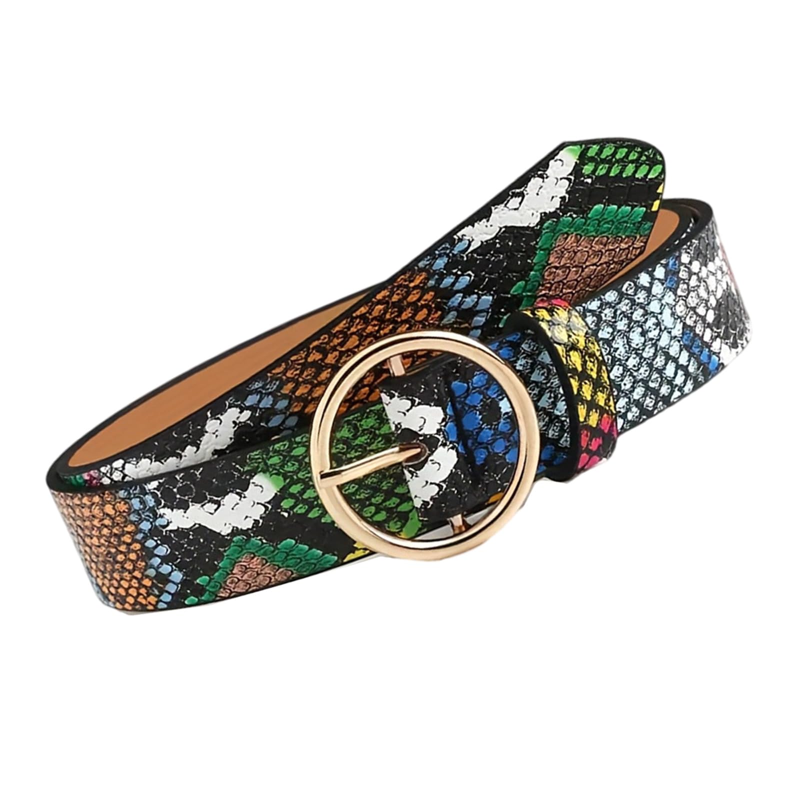 Maxtonser Stylish Reptilian Texture Belt For Casual Outfits Adjustable Waistband PU Leather Waistband
