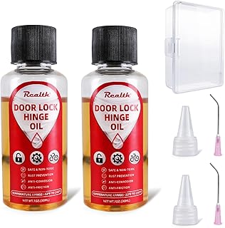 Realth Garage Door Lube -Door Hinge Lubricant for Metal Parts, Locks, Chains, Keyholes - Long-Lasting, Non-Toxic, Rust-Resistant Liquid Penetrating Oil with Precision Oiler Needle (30ml*2Pack)