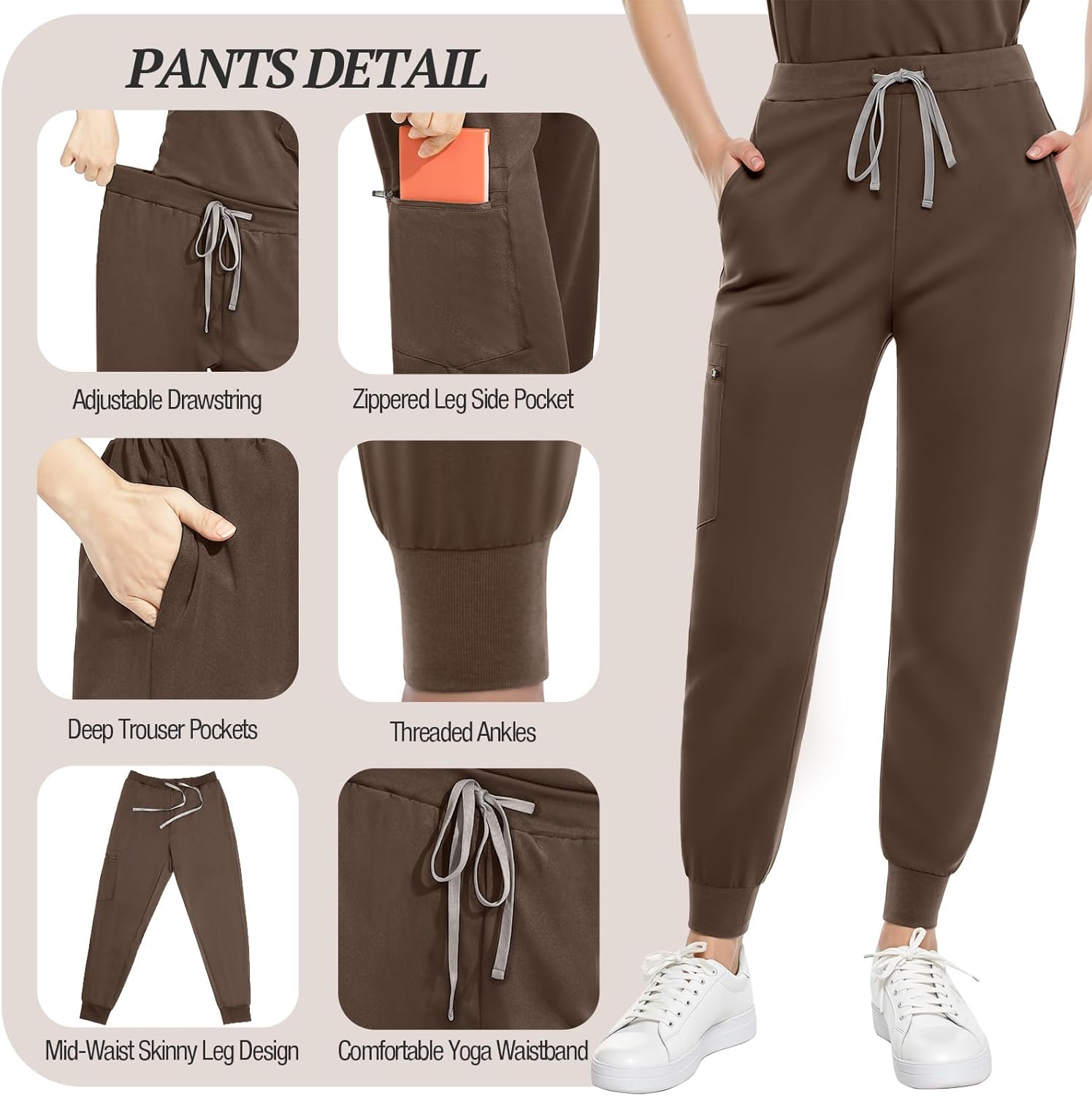 Scrubs for Women Scrubs Set - Stretch V-Neck Scrub Top & Yoga Jogger Pants Medical Uniform Scrub Set - Image 3