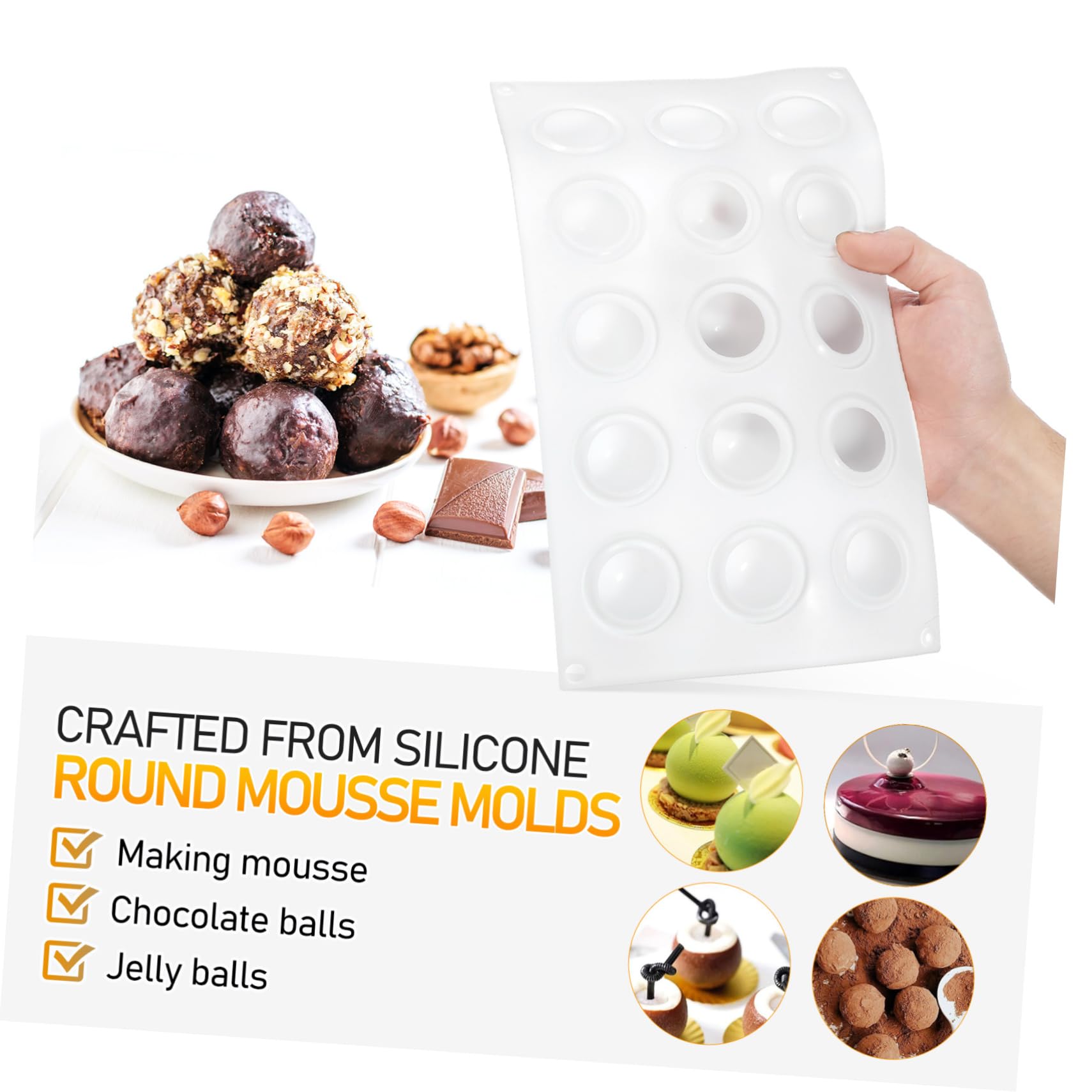 2pezzi Stampo Per Mousse Silicone Forma Sferica Per Dolci Per Torte e Cioccolatini Facile Da Sformare e Sicuro Per Feste e Eventi