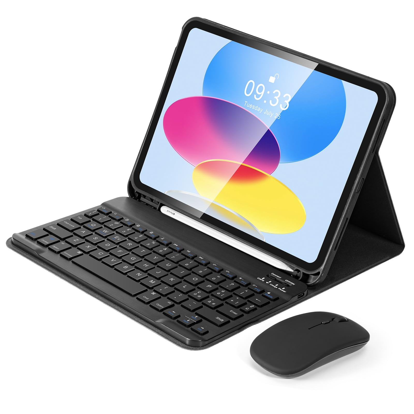SOPPY Custodia con Tastiera e Mouse per iPad 11a Generazione (A16) 11 Pollici 2025, 10a Gene 10,9 Pollici 2022, cover Protettiva Staccabile, con Slot per Penna Stilo, Layout Italiano - Nero