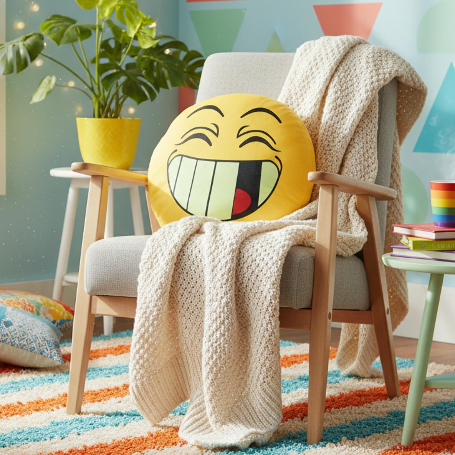 Amazon.com: Tache Home Fashion Yellow Emoji Smiley Face Pillow