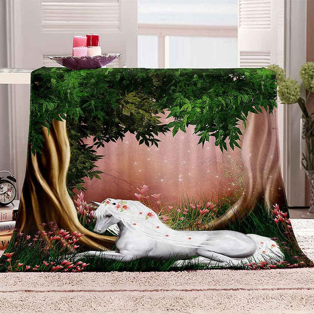 Couverture flanelle cheval plaid microfibre chaud et doux 150x200cm toutes saisons