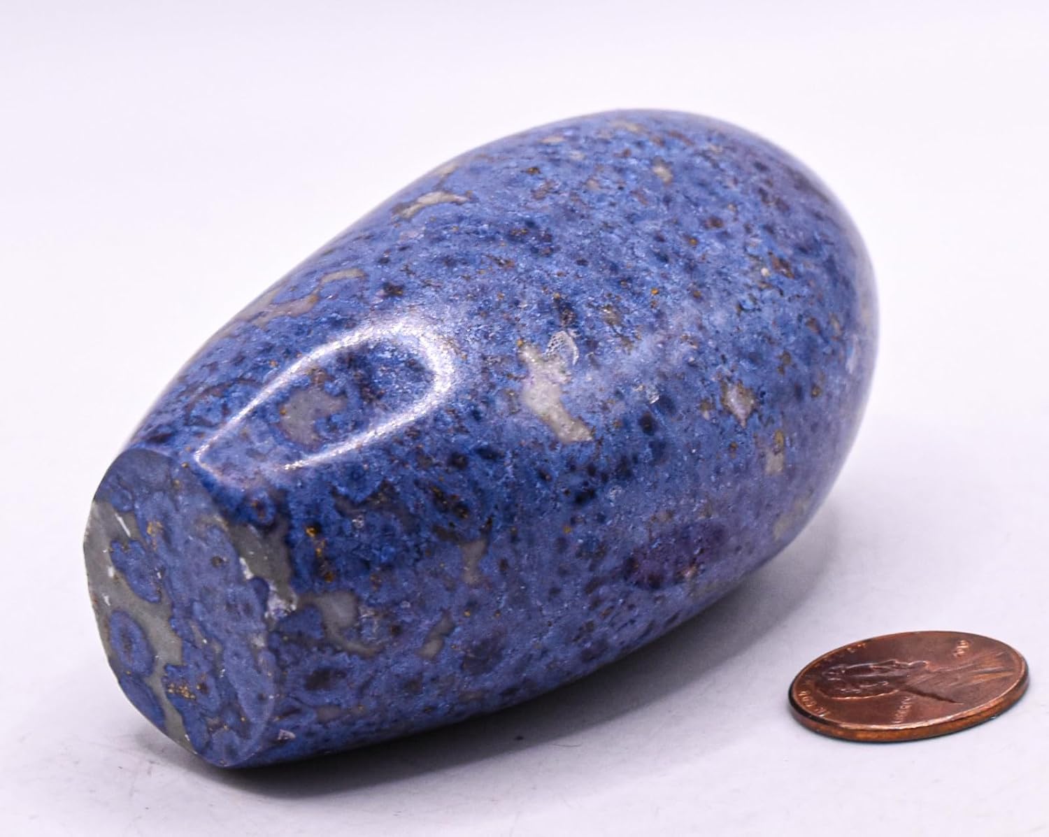 3" 210g Rich Blue Dumortierite w/Quartz Inclusions Freeform Polished Natural Orbicular Orbs Self Standing Gemstone Crystal Mineral Décor Specimen - Peru