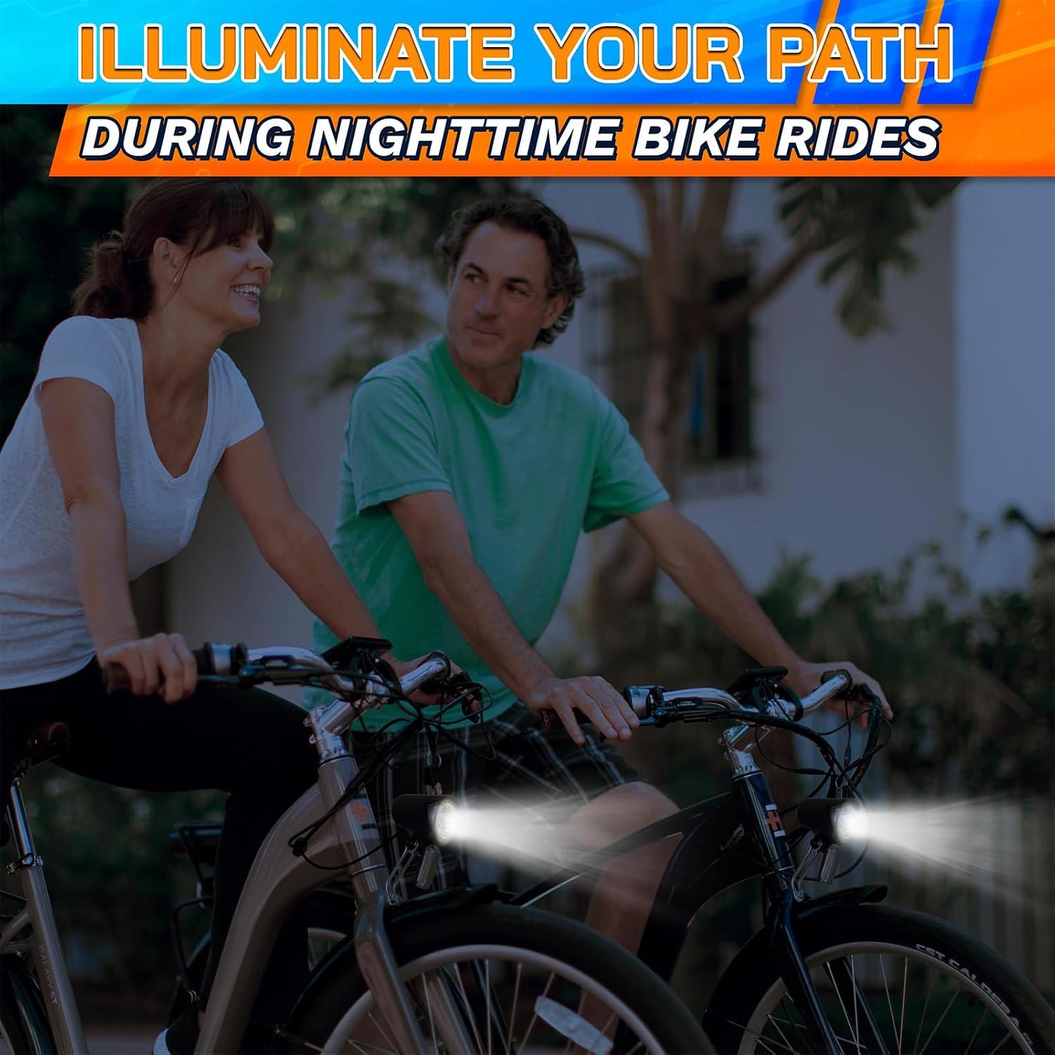 Electric Bike Front Light, LED E-Bike Headlight with 2 Pin Connector and 400mm Cable, 6V-60V Replacement Bicycle Lamp for Night Riding Commuting and Cycling