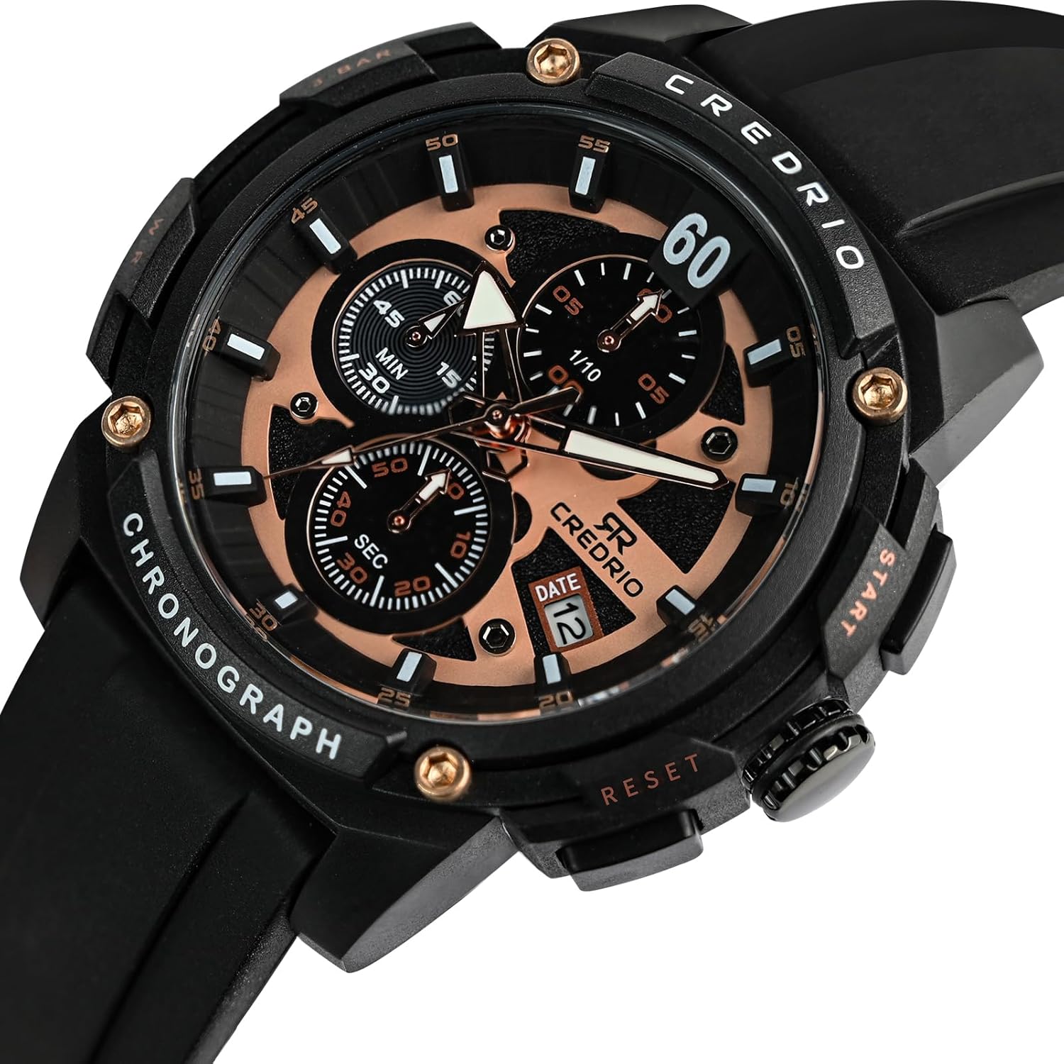 Men's Fashion Watch Silicon Band Business Quartz Watches Luxury Waterproof Luminous Analog Display with Date Chronograph Multifunctional Watch