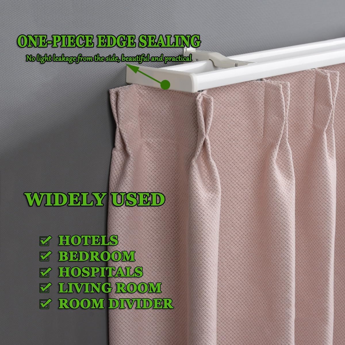 天井のカーテンレール、 アルミ合金製スライドパネルカーテンレールセット 壁掛け式 マルチカラー 22x22mm 2個パック