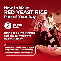 Vista 8 de Arroz de levadura roja con gomitas CoQ10, suplemento de arroz de levadura roja de 2400 mg, mejorado con coenzima Q10 200 mg para bienestar general