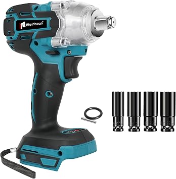 iMeshbean 18V Cordless Brushless Impact Wrench, 1/2 Inch Chuck, 520N.m 1850RPM High Torque Repair And Installation Tool, Impact Wrench with 4 Size Socket Set No battery