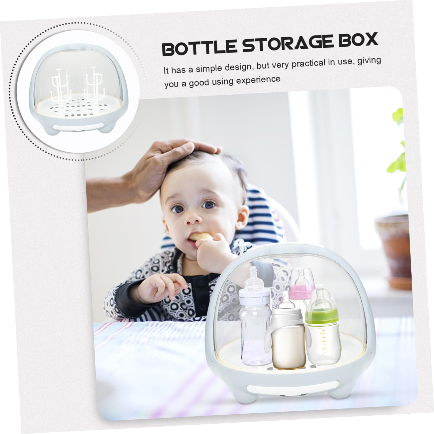 VICASKY Organizador de Biberones para Bebés Material Seguro y Resistente PP, Caja de Biberones Multi-función Azul para Secar y Almacenar en Cocina