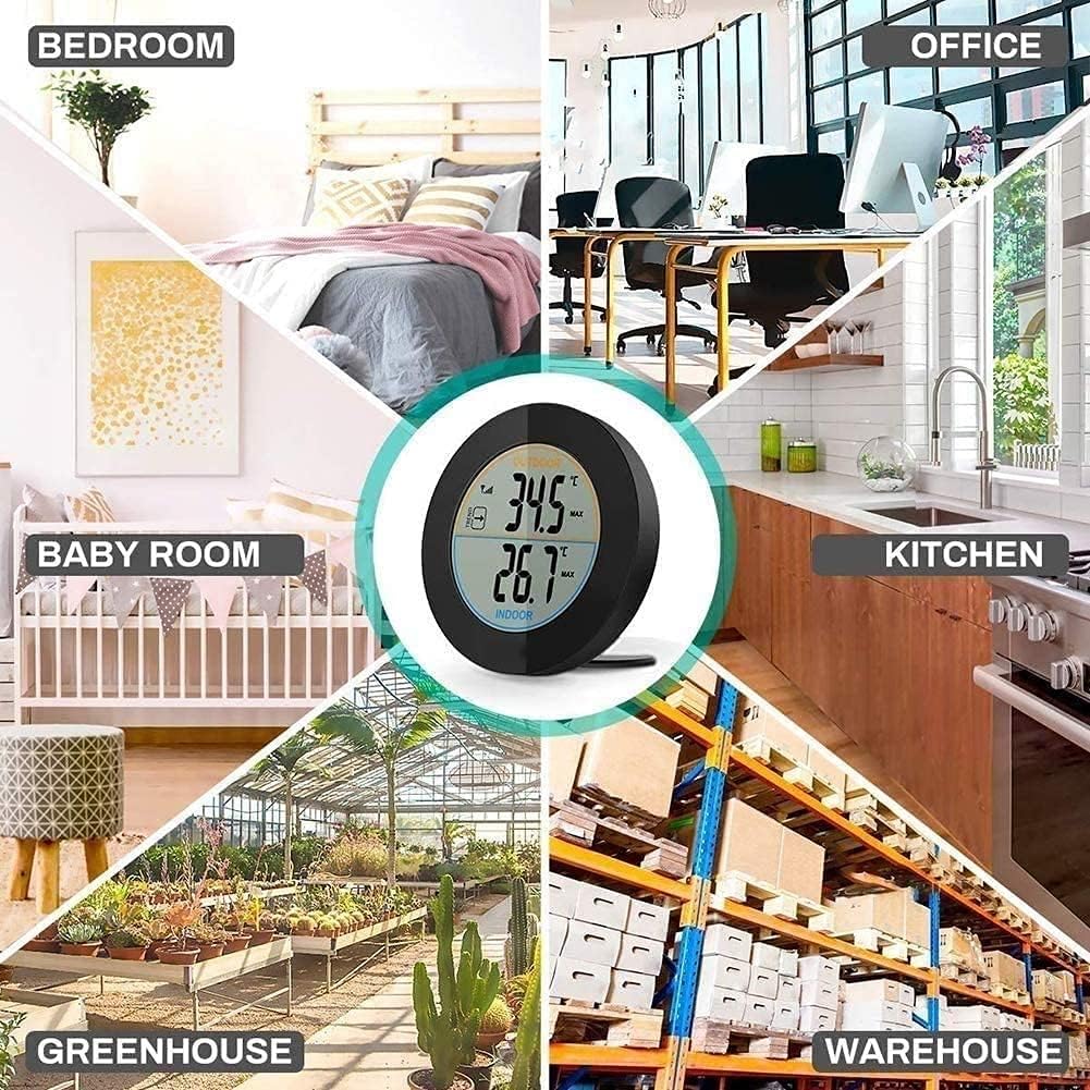 Weather Station,Round Indoor and Outdoor Electronic Digital Thermometer with Backlight LCD Display