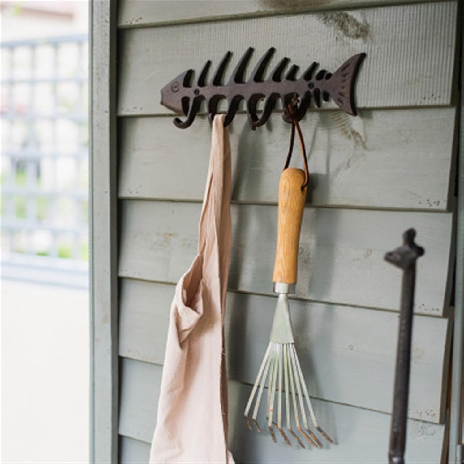 Decorative Hook Cast Iron Fishbone Molding Hook Wall, Garden Courtyard Outdoor Decoration, Personalized Grocery Storage(S)