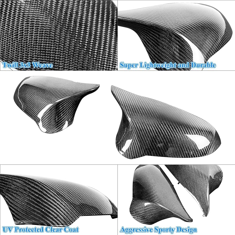 Real Carbon Fiber Side Mirror Covers Caps Compatible with 2013-20 BMW M Power F80 M3/ F82 M4/ F83 M4 (Mirror Cover)
