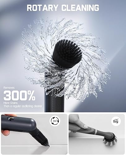 Miniatura 3 de Fanttik Limpiador giratorio inalámbrico G9 Nano con motor NeoPulse, cepillo de lechada impermeable IPX7, 8 cabezales reemplazables y pantalla LED