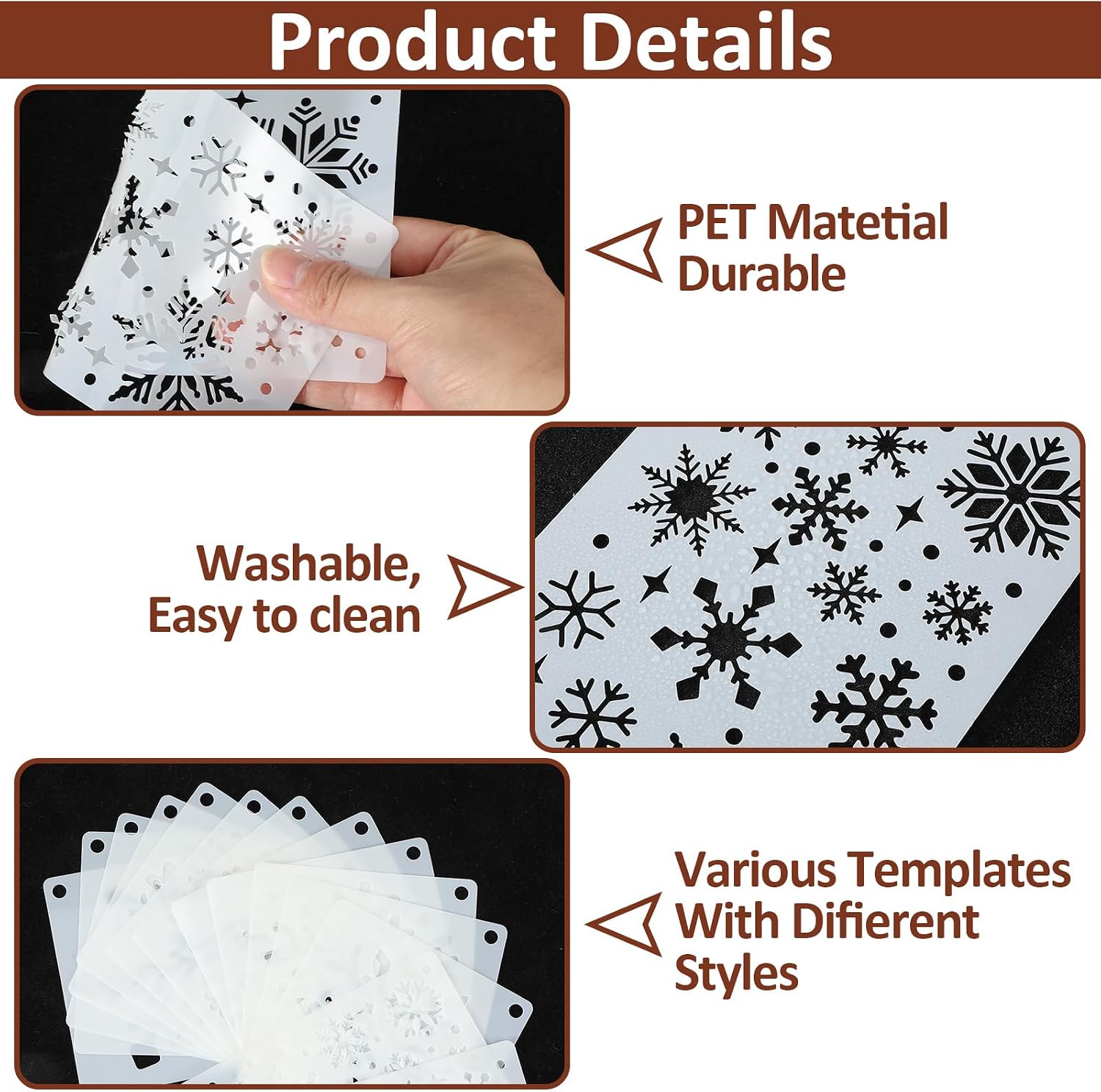 14 Pcs Snowflake Stencils, Reusable Small Christmas Stencil
