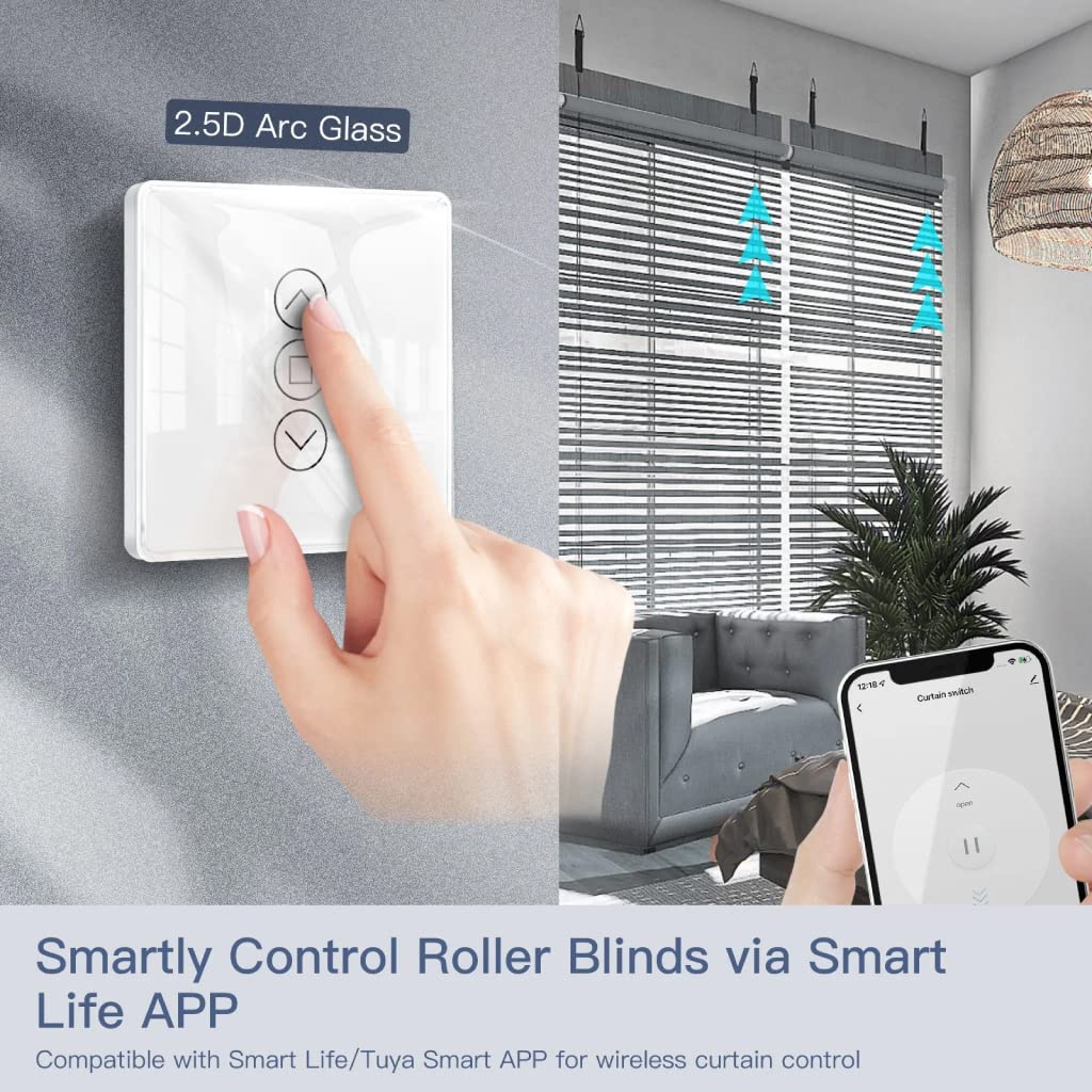 MOES Smart WiFi Curtain Switch manual touch and app control