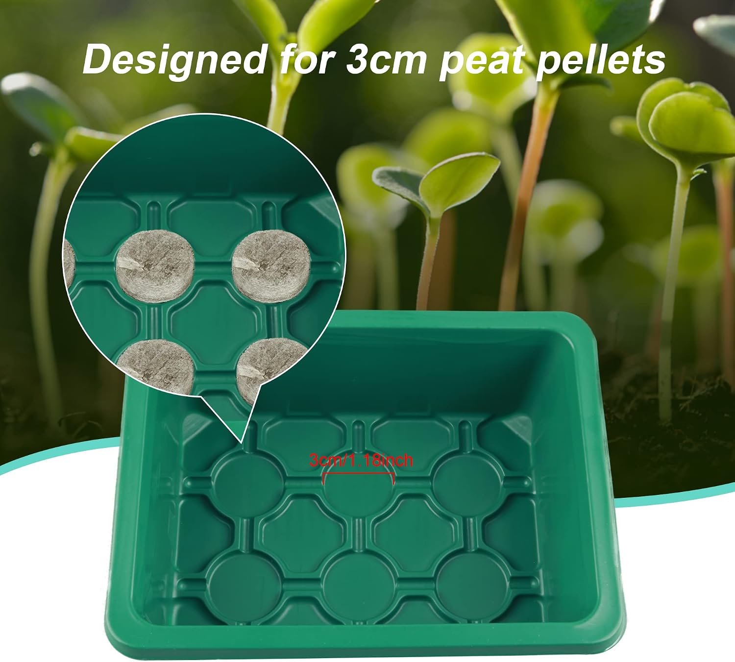 YSBER 5 Packs Seed Starter Tray ,Taller lids 60 Cells Humidity Adjustable Plant Germination Starter Kit with 3.9" Height Upgraded Humidity Dome Greenhouse Grow Trays for Seeds Growing Starting
