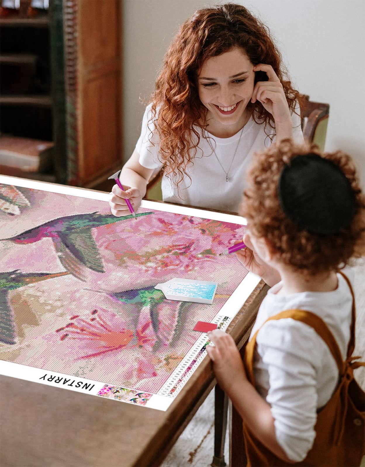 Instarry DIY 5D Diamond Painting Kit Completo Colibrì e Fiori Decorazioni Parete 150x50 cm