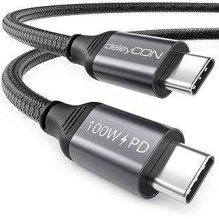 deleyCON 2m USB C Kabel PD3.0 (100W Schnellladekabel) Ladekabel USB-C auf USB-C für iPhone 17 16 15 Pro Max Air Galaxy S25 S24 S23 S22 Pixel iPad Pro MacBook Air Tablets Switch PS5 - Amazon product rated Grade B