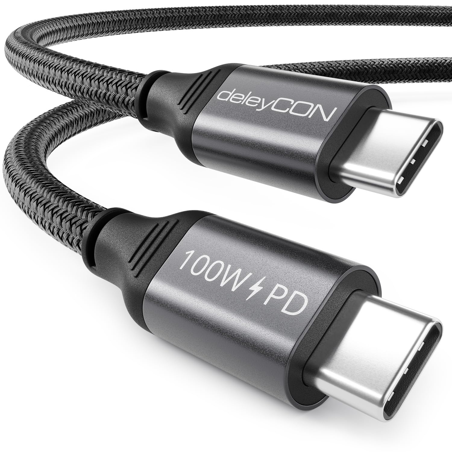 deleyCON 1m USB C Kabel PD3.0 (100W Schnellladekabel) Ladekabel USB-C auf USB-C für iPhone 17 16 15 Pro Max Air Galaxy S25 S24 S23 S22 Pixel iPad Pro MacBook Air Tablets Switch PS5