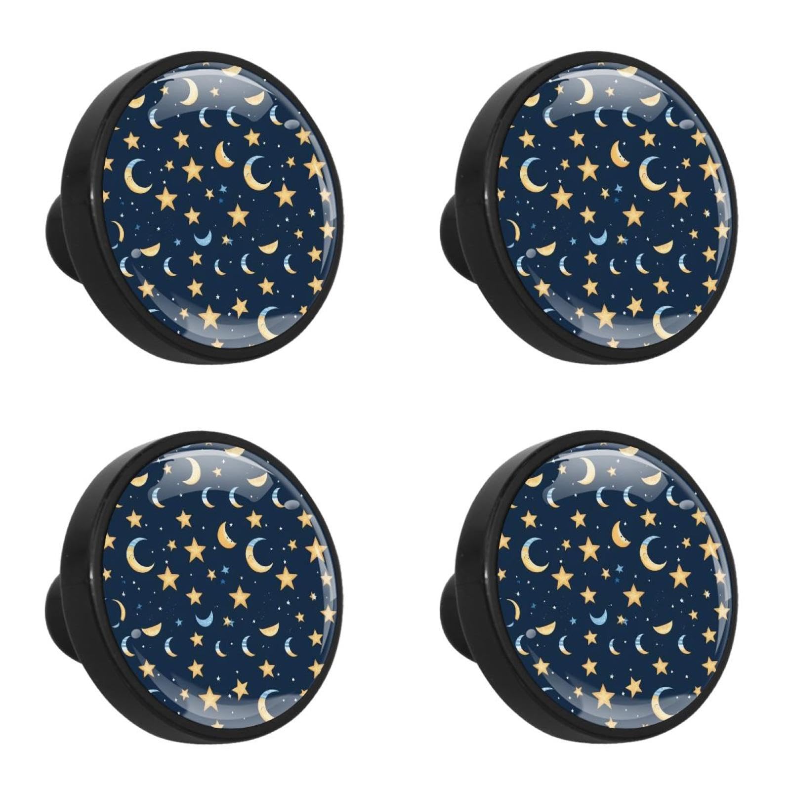 NUEAHEDN 4 PCS Artistic Stars Cabinet Knobs, Bathroom Drawer Pulls Handles, Round Dresser Knobs Door Knobs for Kitchen Cupboard Nursery Wardrobes
