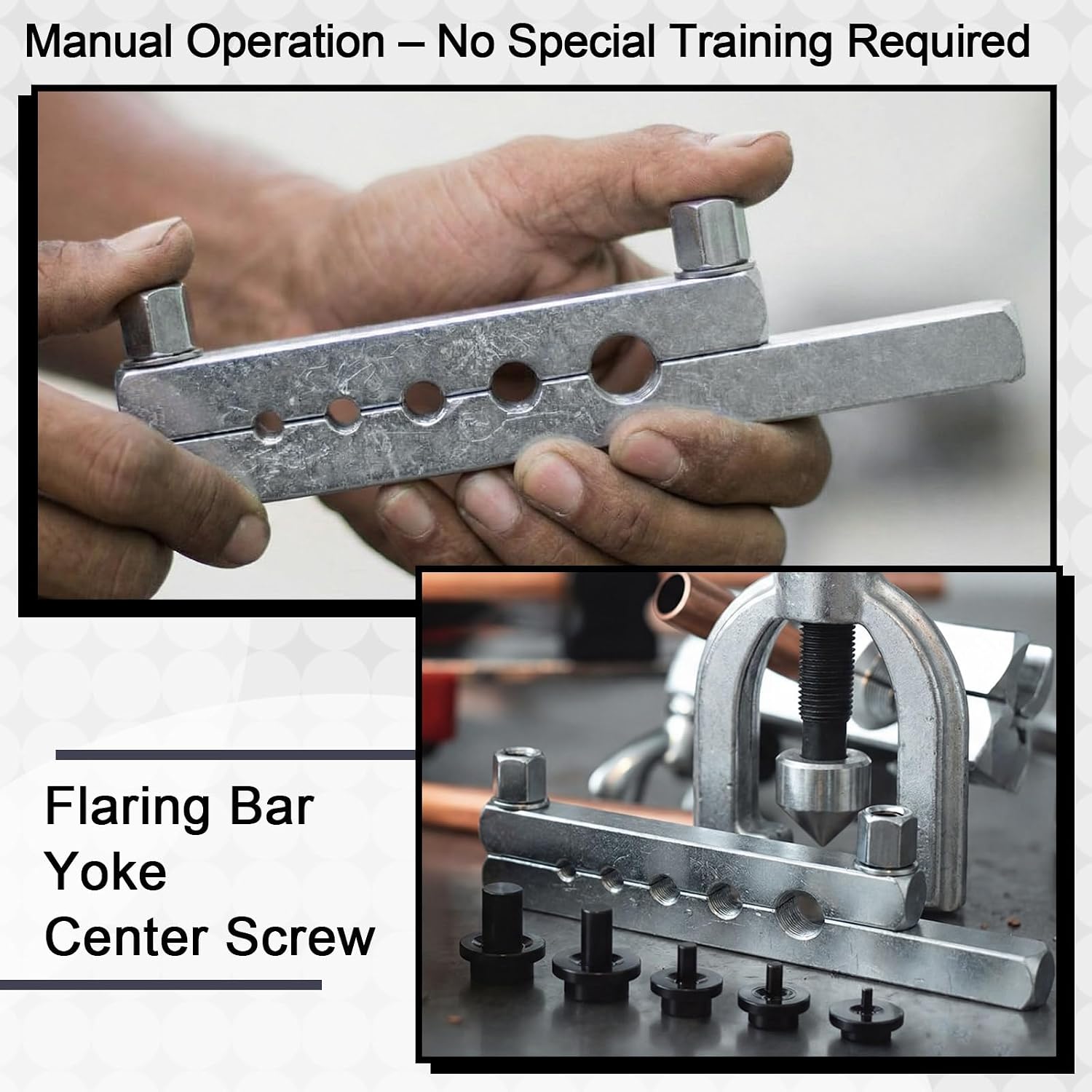 Sosation 45 Degree Flaring Tool for SAE Refrigeration HVAC Tubing Flaring Tool Kit Fittings 3/16'' - 1/2'' 45° Eccentric Single Flare Accessories for Brake Hydraulic Lines Copper Pipe Tube