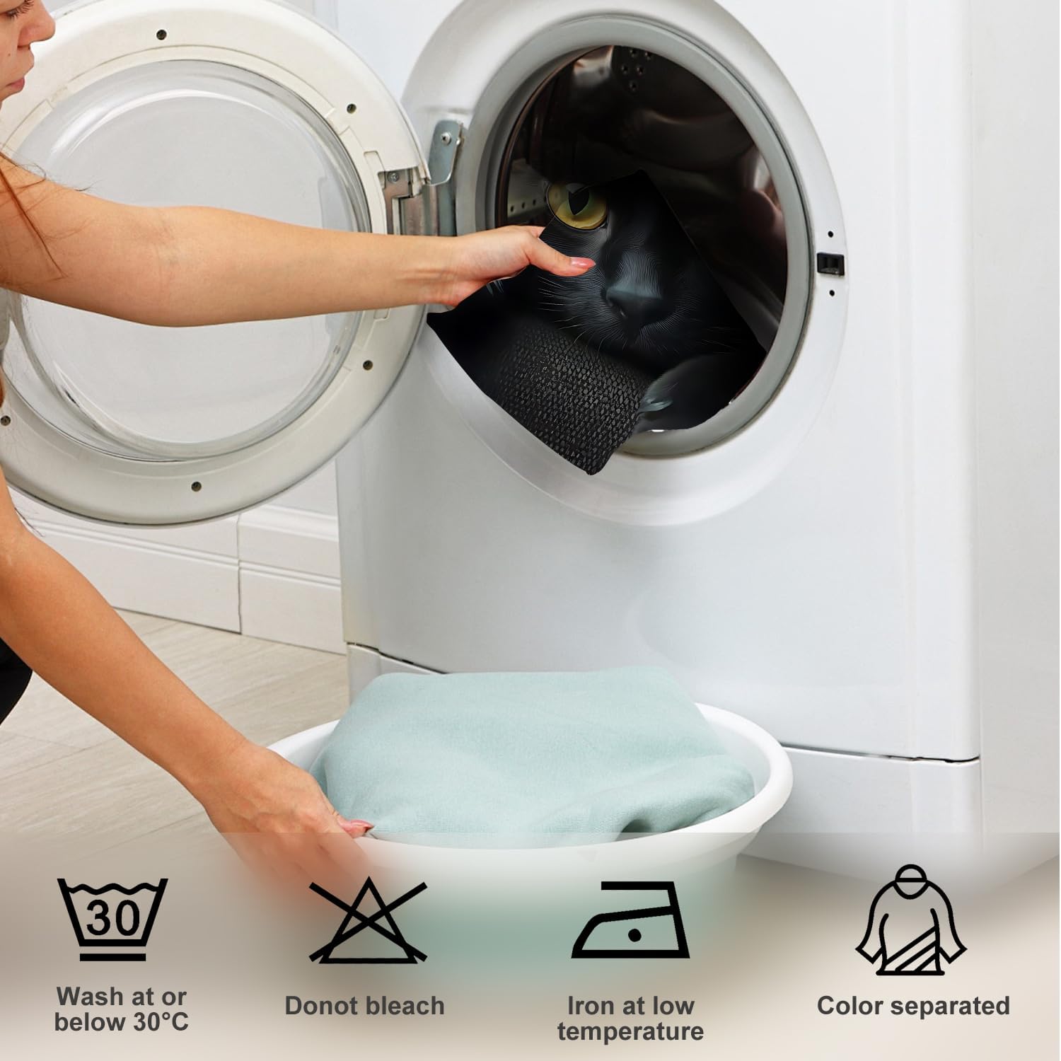 ANNA QUEEN Funny Cat Apron for Women Men with Pockets Spring Sunflower Apron Adjustable Kitchen Chef Cooking Apron - Image 6