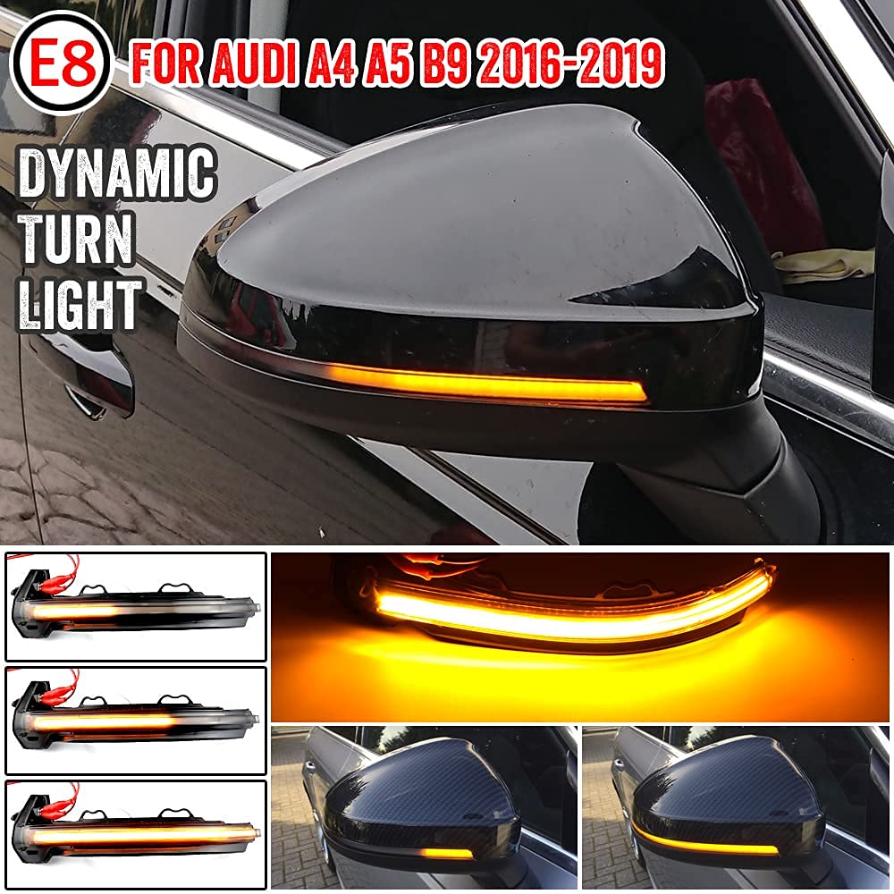 QKLsudua 2pcs Dynamic Sequential Blink LED Side Mirror Turn Signal Light Assembly Compatible with Au-di A4 S4 RS4 B9 A5 S5 RS5