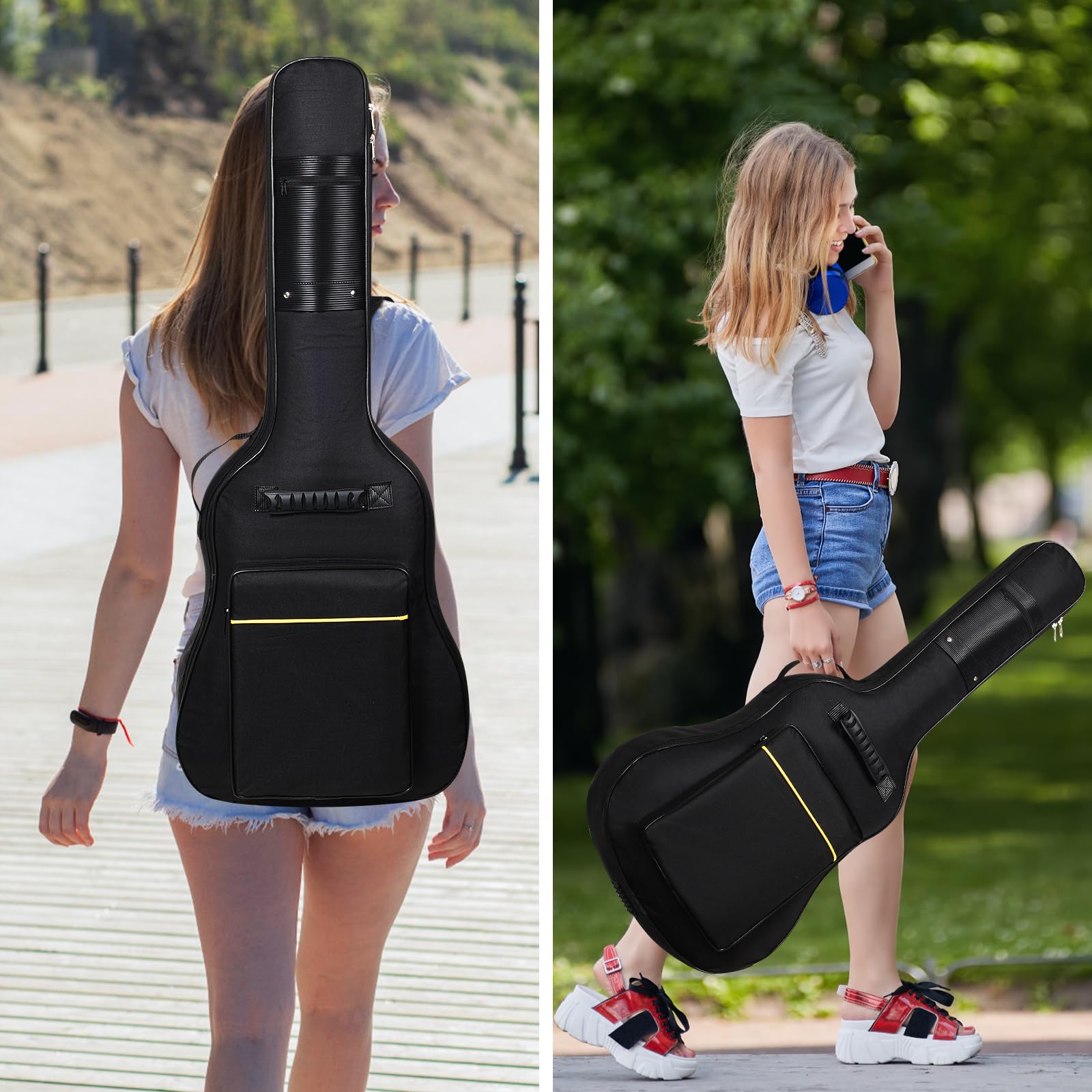Gitarrentasche Akustikgitarre Gig Bag 40 41 Zoll Gitarre Tasche Akustik wasserdichte Guitar Bag Backpack Case 6mm Gepolsterte Gitarrenhülle Gitarre Rucksack Akustikgitarren-Taschen