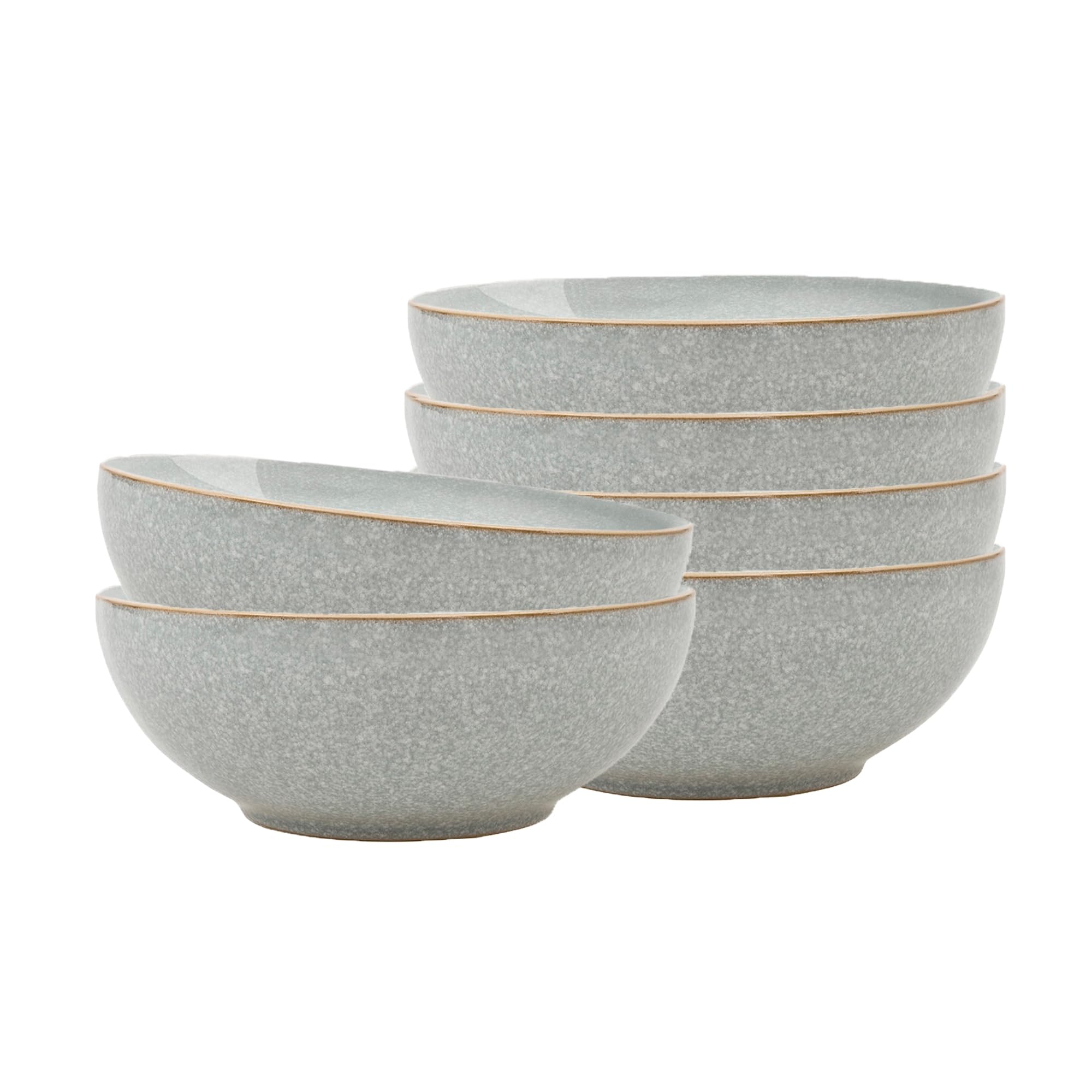 Denby - Elements Light Gray Coupe Cereal Bowls Set of 6 - Dishwasher Microwave Safe - Scratch Chip Resistant - Ceramic Stoneware Soup Bowls Tableware