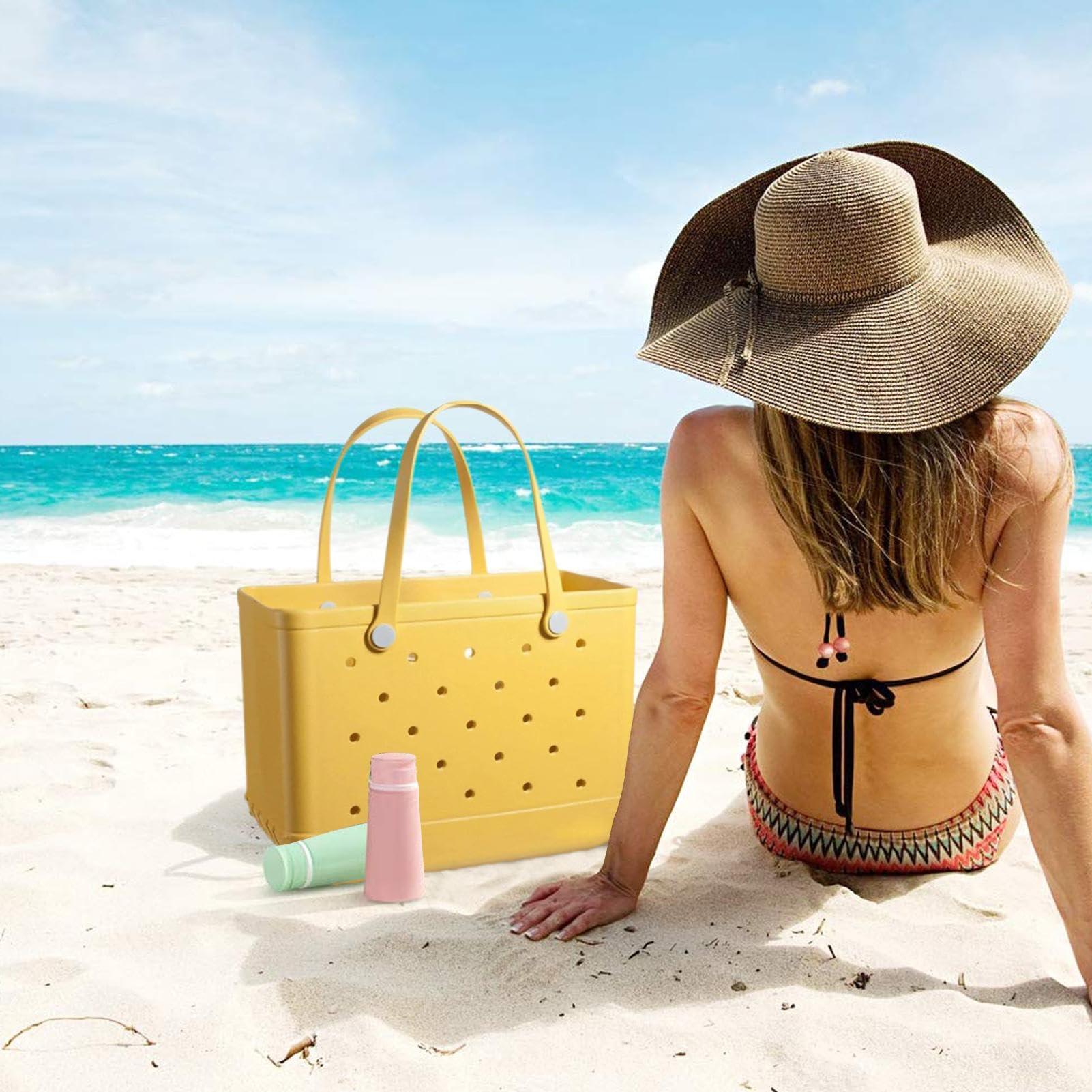 Bolsa de playa ligera para mujer, bolsa de goma EVA, bolsa de viaje de goma lavable grande para gimnasio, playa, piscina