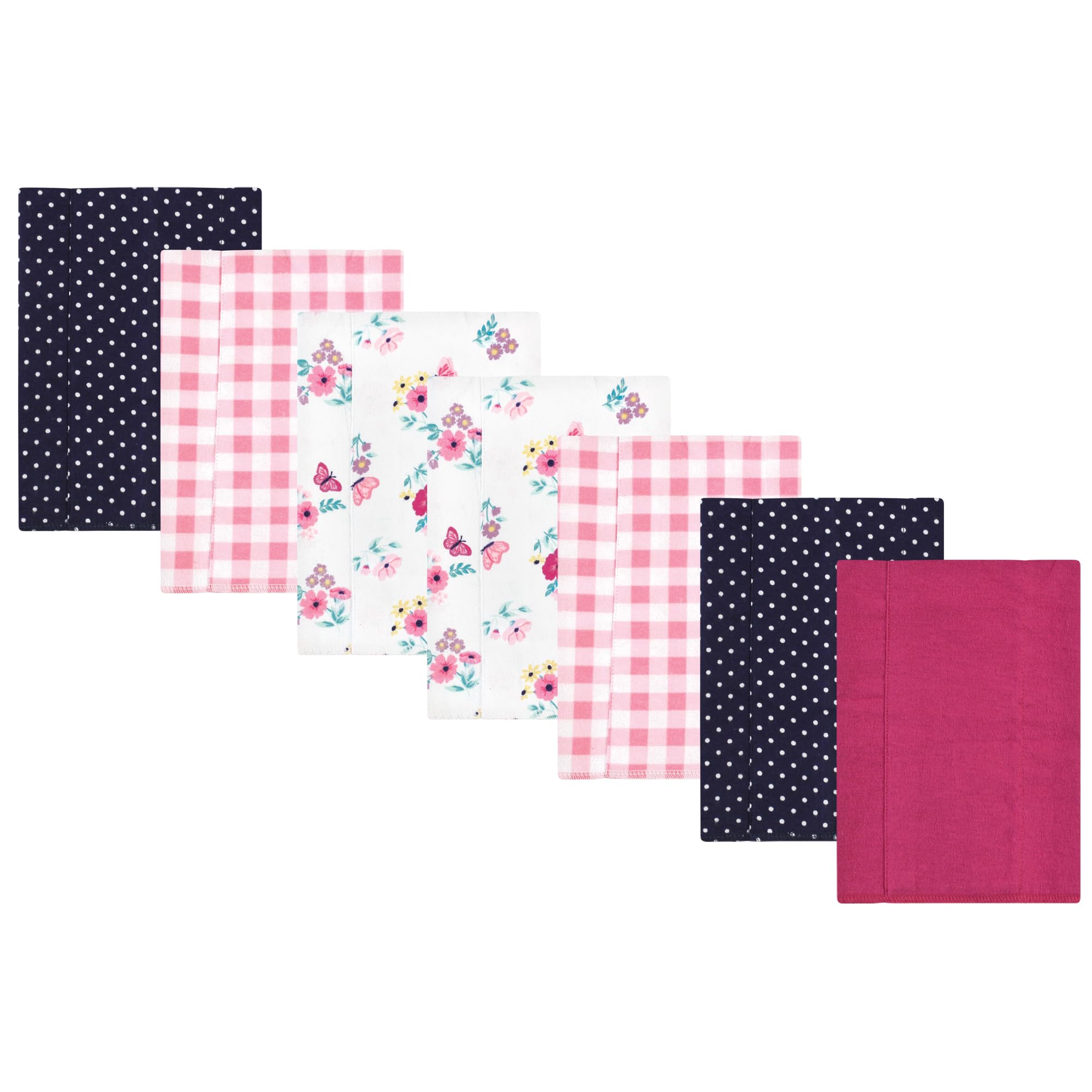 Luvable Friends Hudson Baby Flannel Burp Cloths 7pk, Pink Butterfly Meadow
