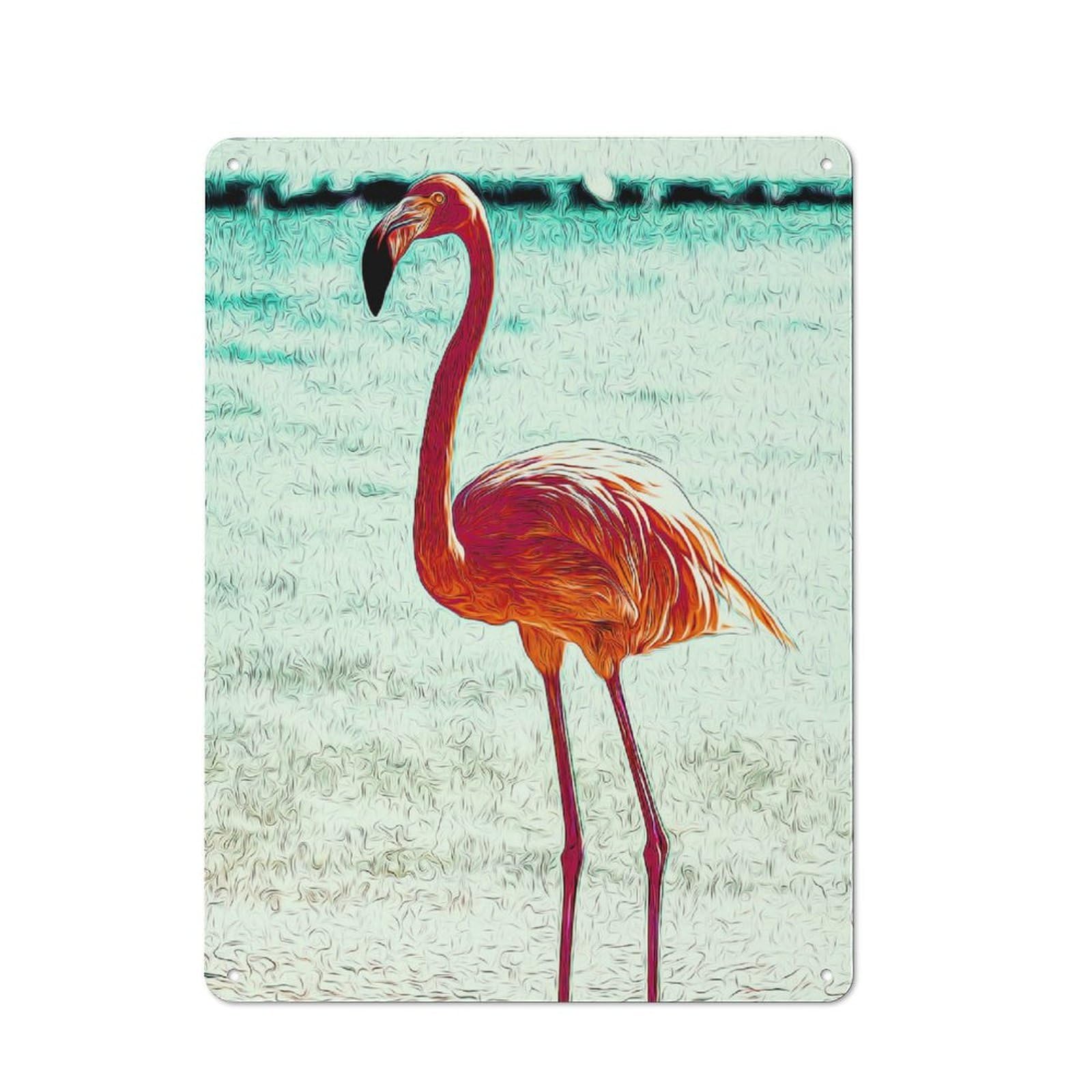 Junmoney Style-12 For Hobby Room Or Studio, Flamingo Rustic Tin Wall Plaque 40X30cm, For Vintage Wall Decor Fans, For Metal Sign Collectors